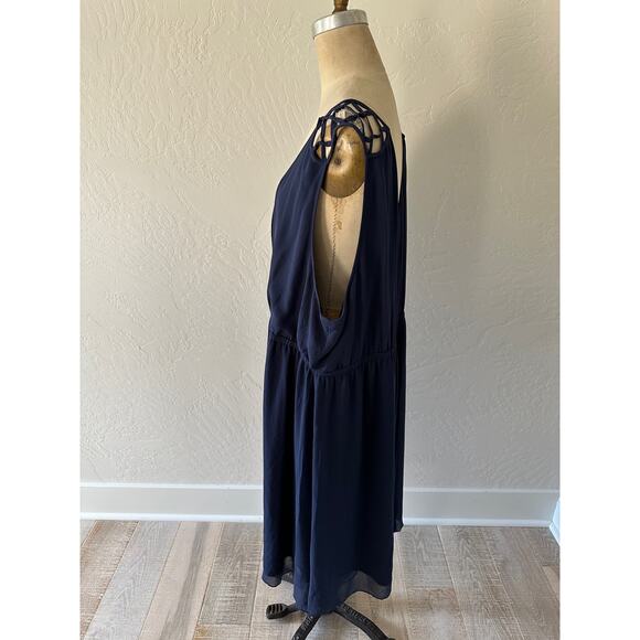 TORRID | Womens Chiffon Pleat Skate Dress NEW Size 4X Navy Blue Career Vacation - Picture 9 of 12